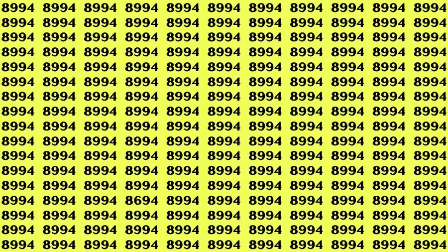 Optical Illusion Brain Challenge: If you have Hawk Eyes Find the Number 8694 among 8994 in 17 Seconds