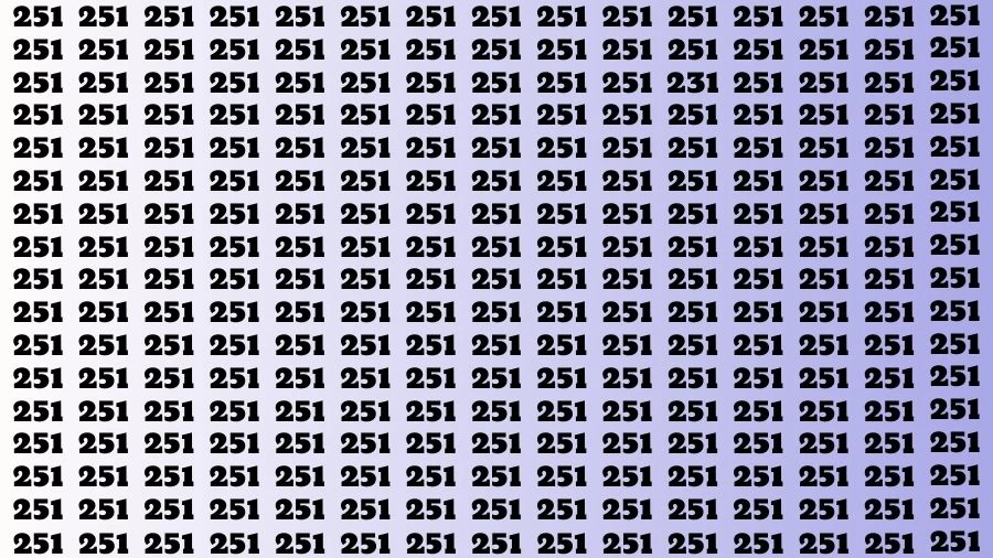 Observation Find it Out: If you have Eagle Eyes Find the Number 231 among 251 in 15 Secs