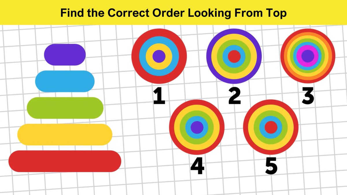 Brain Teaser IQ Test: Find the Correct Colour Order Looking From the Top in 5 Seconds