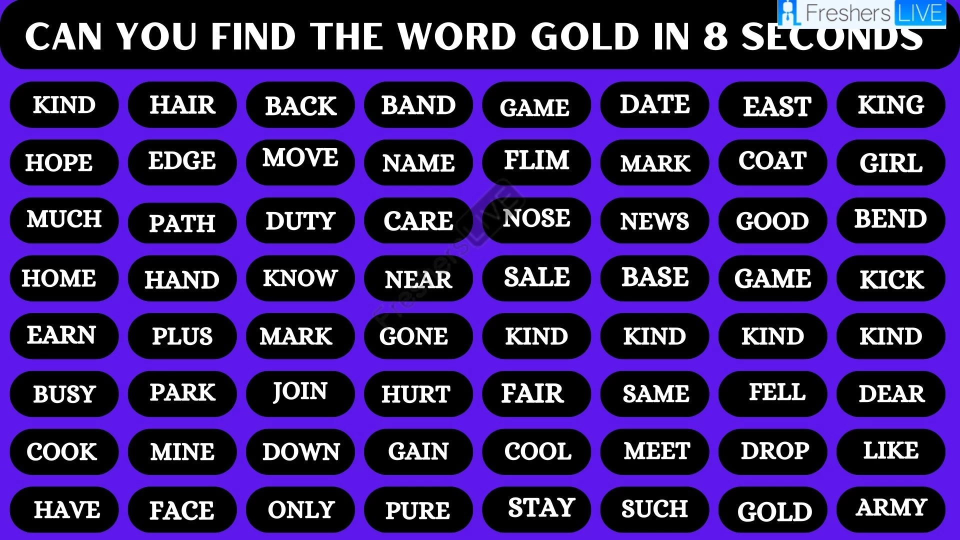 If You Have X-Ray Vision Find The Word Gold In 15 Seconds
