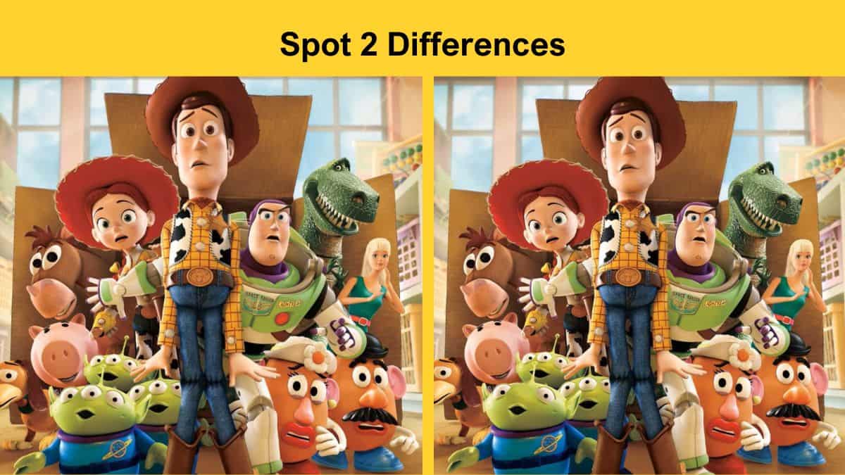 Spot 2 differences between the Toy Story pictures in 7 seconds