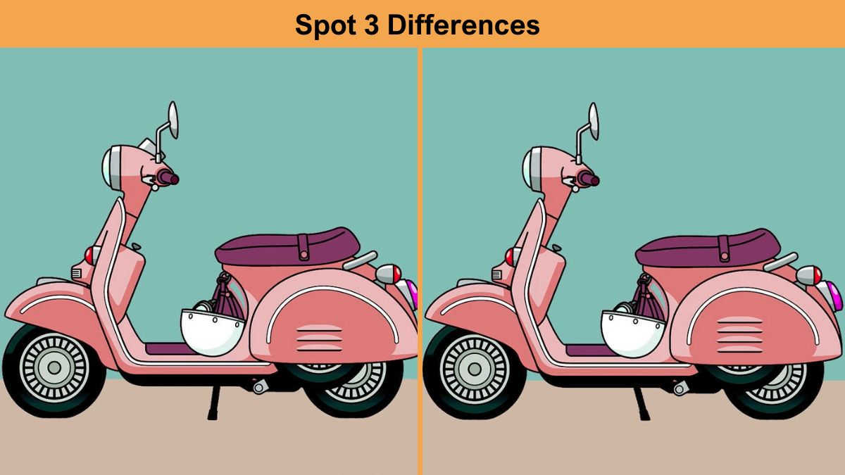 Spot 3 differences between the two scooter pictures within 13 seconds