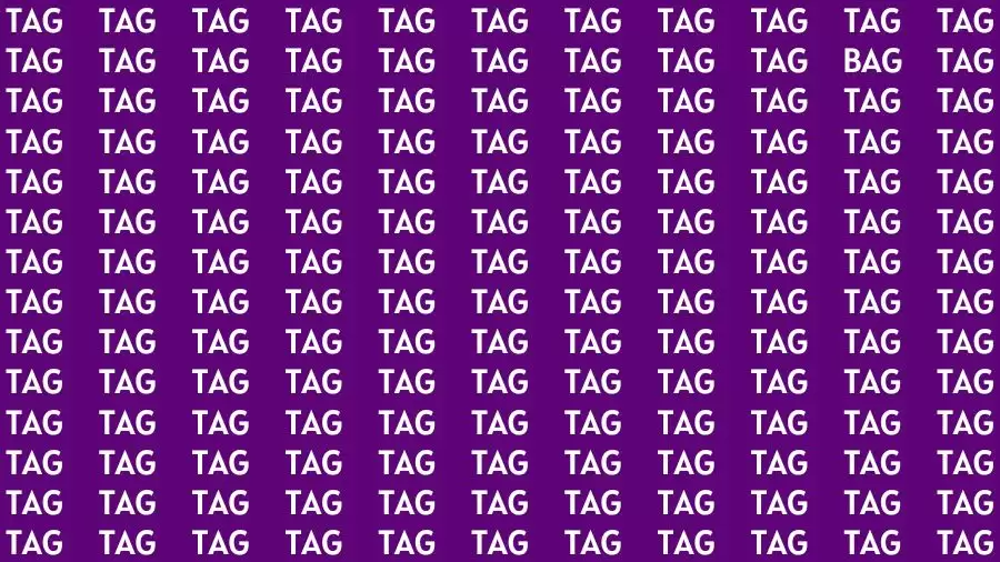Observation Brain Challenge: If you have Hawk Eyes Find the word Bag among Tag in 18 Secs