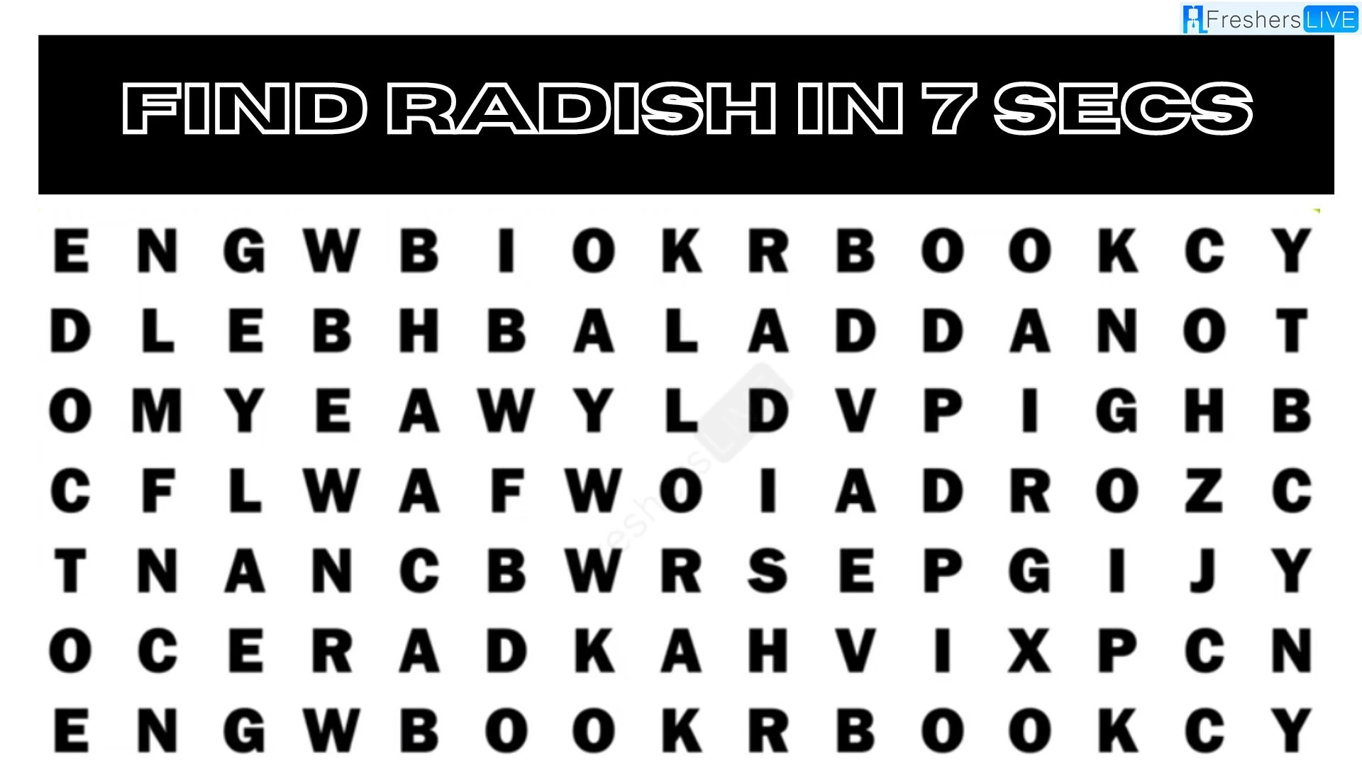 Are you smart enough to Find the word Radish in the Word Puzzle in Under 7 Seconds