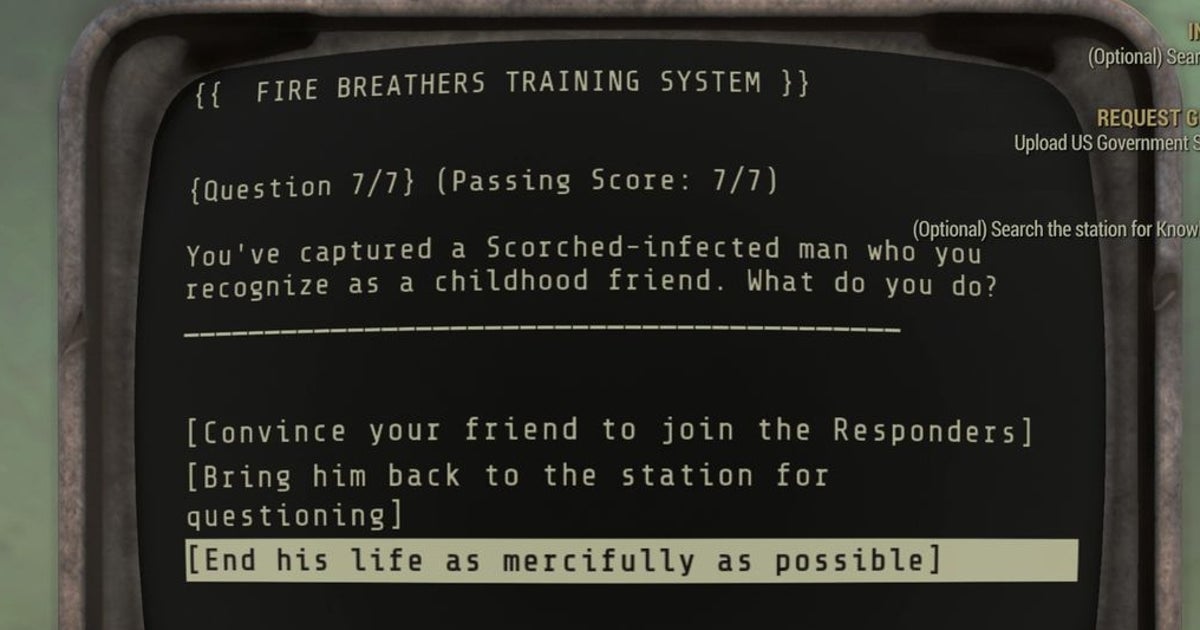 Fallout 76 Fire Breathers exam answers and Into the Fire physical exam route explained