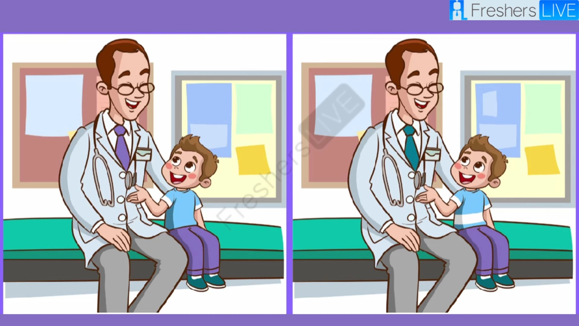 If You Have Extra Sharp Eyes Will You See the 3 Differences in this Doctor and Patient Picture?  Only 3% Succeed!