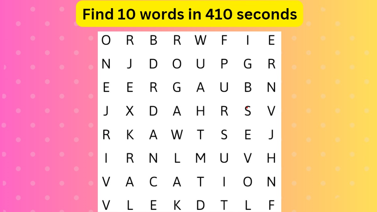 Word Search Puzzle - Spot 10 Hidden Words In 410 Seconds!