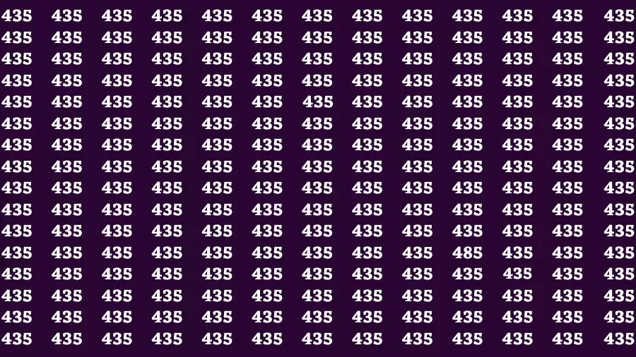 Observation Brain Test: If you have Eagle Eyes Find the Number 485 among 435 in 12 Secs