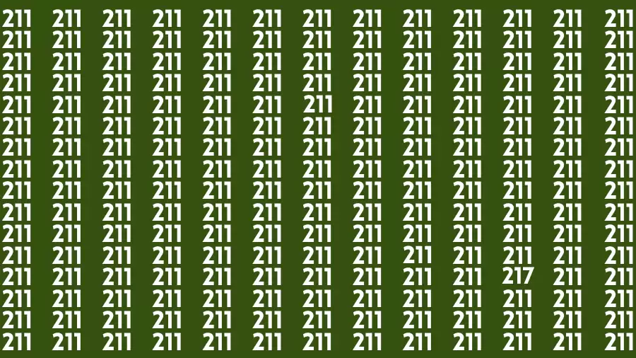 Brain Test: If you have Eagle Eyes Find the Number 217 among 211 in 15 Secs