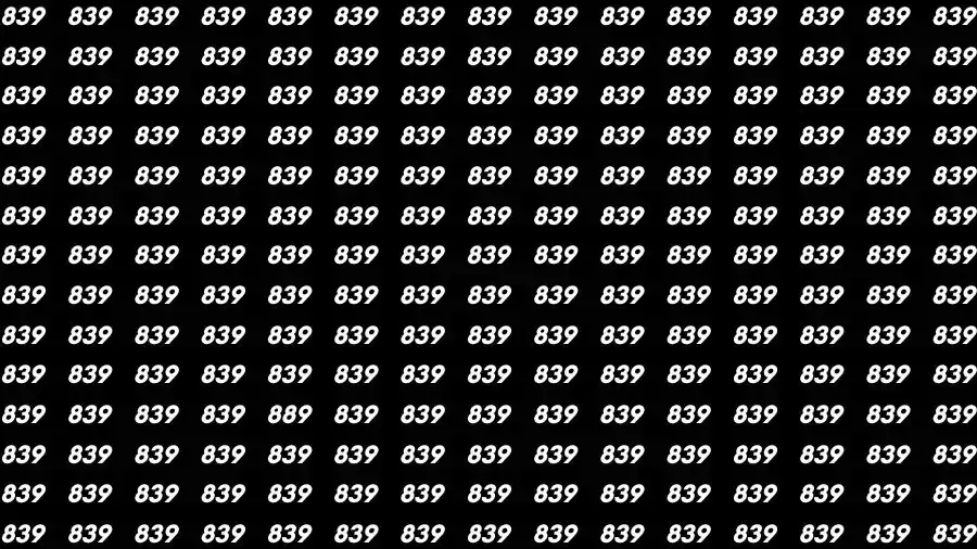 Optical Illusion Brain Test: If you have Eagle Eyes Find the number 889 among 839 in 12 Seconds?
