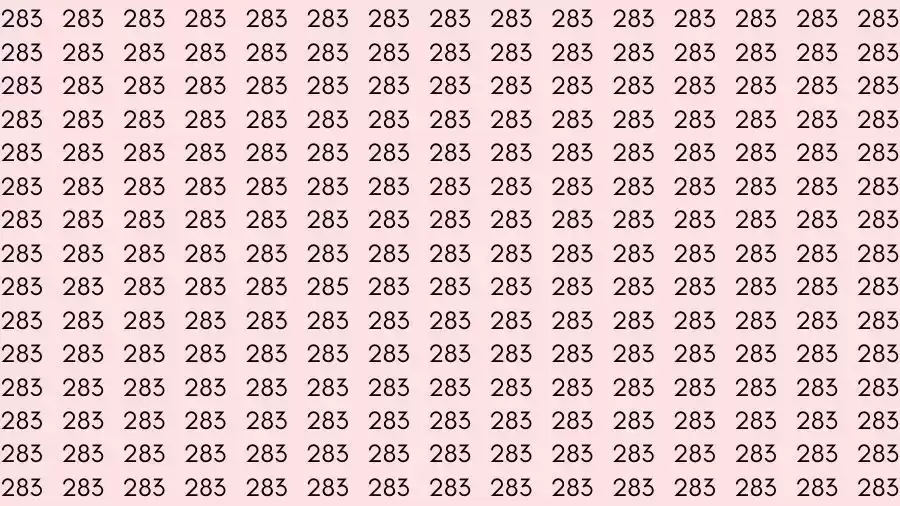 Optical Illusion Brain Challenge: If you have Eagle Eyes Find the number 285 among 283 in 12 Seconds?