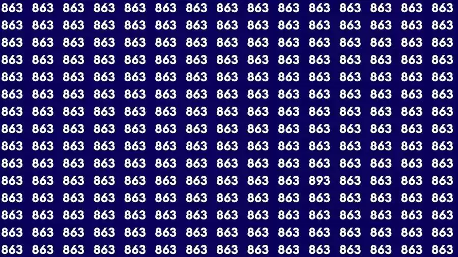 Optical Illusion Brain Test: If you have Eagle Eyes Find the number 893 among 863 in 16 Seconds?