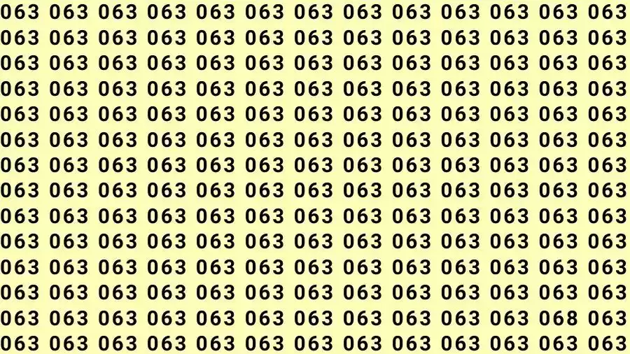 Optical Illusion Brain Test: If you have Sharp Eyes Find the number 068 among 063 in 12 Seconds?