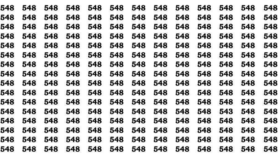 Observation Brain Test: If you have 50/50 Vision Find the Number 543 among 548 in 15 Secs
