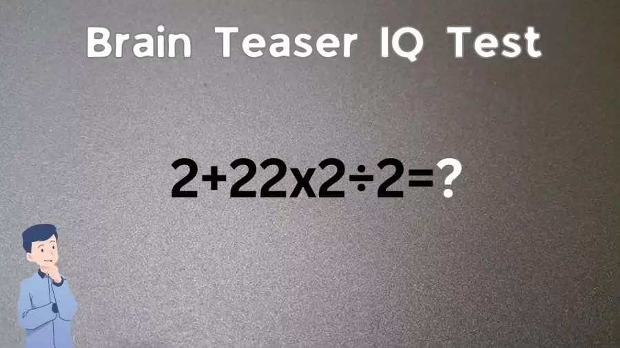 Brain Teaser IQ Test: Equate 2+22x2÷2=?