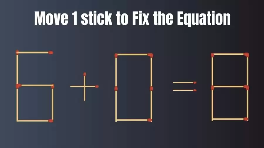Brain Teaser: Move 1 Stick and Fix the Equation 6+0=8