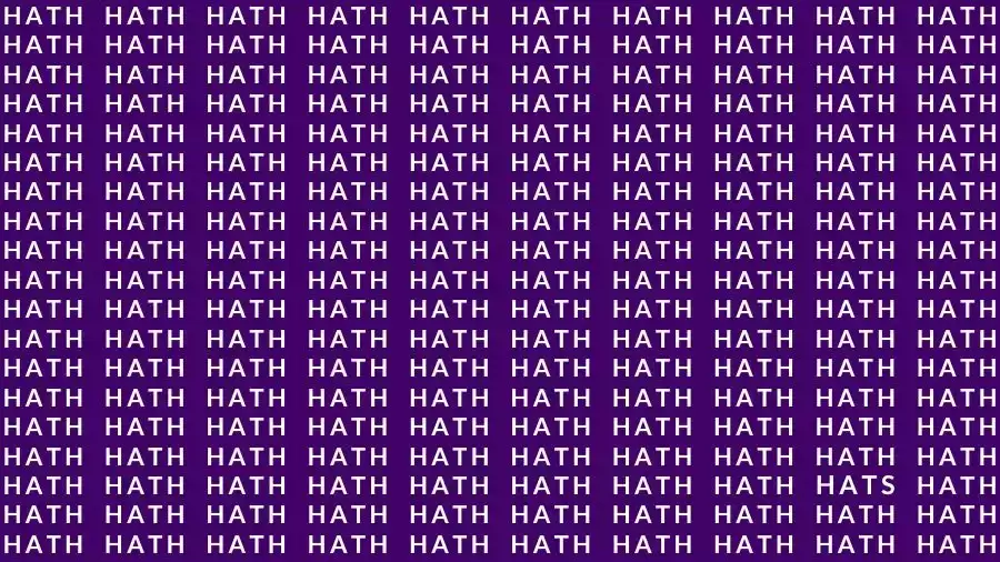 Optical Illusion Brain Test: If you have Hawk Eyes find the Word Hats among Hath in 12 Secs