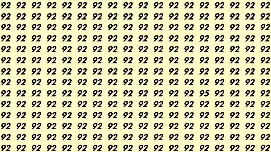 Observation Skills Test: If you have Eagle Eyes Find the number 95 among 92 in 10 Seconds?