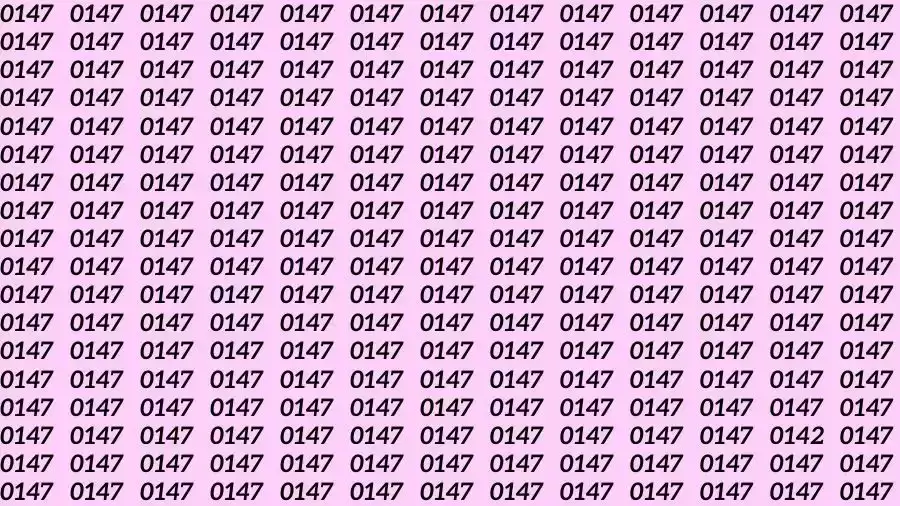 Optical Illusion Brain Test: If you have Sharp Eyes Find the number 0142 among 0147 in 12 Seconds?