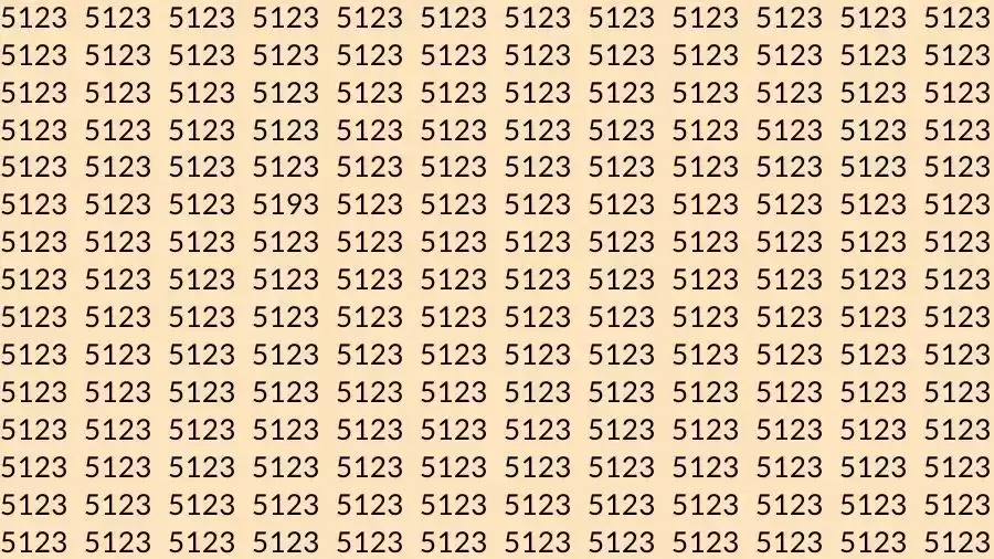 Observation Skills Test: If you have Eagle Eyes Find the number 5193 among 5123 in 10 Seconds?