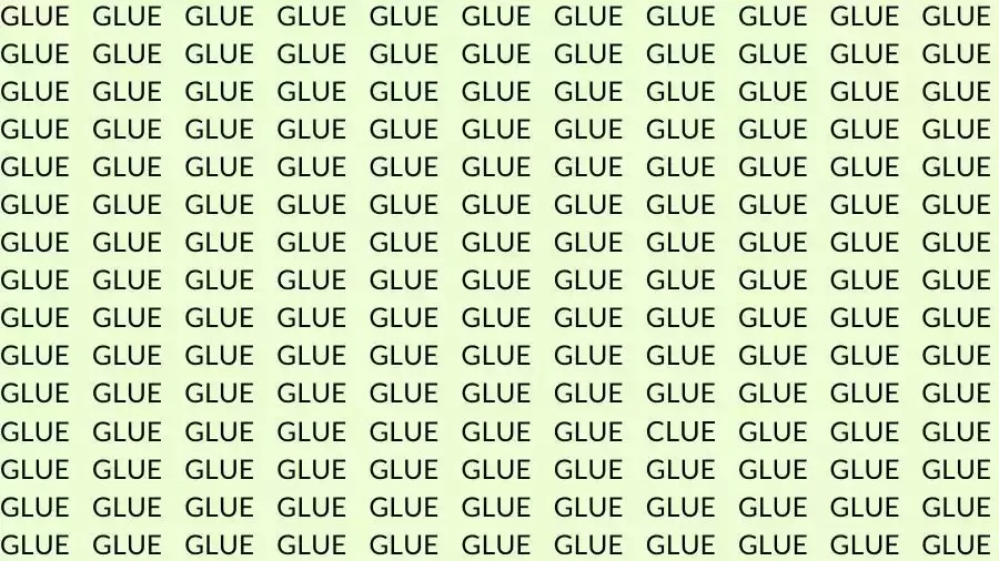 Observation Skills Test: If you have Eagle Eyes find the Word Clue among Glue in 12 Seconds