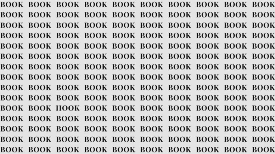 Observation Skill Test: If you have Eagle Eyes find the Word Hook among Book in 15 Secs