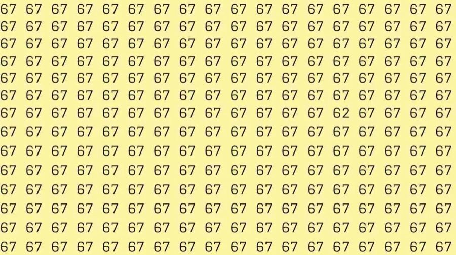 Optical Illusion Test: If you have Eagle Eyes Find the number 62 among 67 in 10 Seconds?