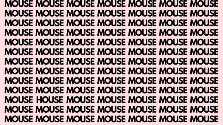 Optical Illusion Challenge: If you have Hawk Eyes find the Word House among Mouse in 20 Secs