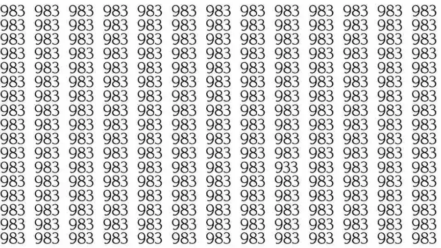 Optical Illusion: If you have hawk eyes find 933 among 983 in 10 Seconds?