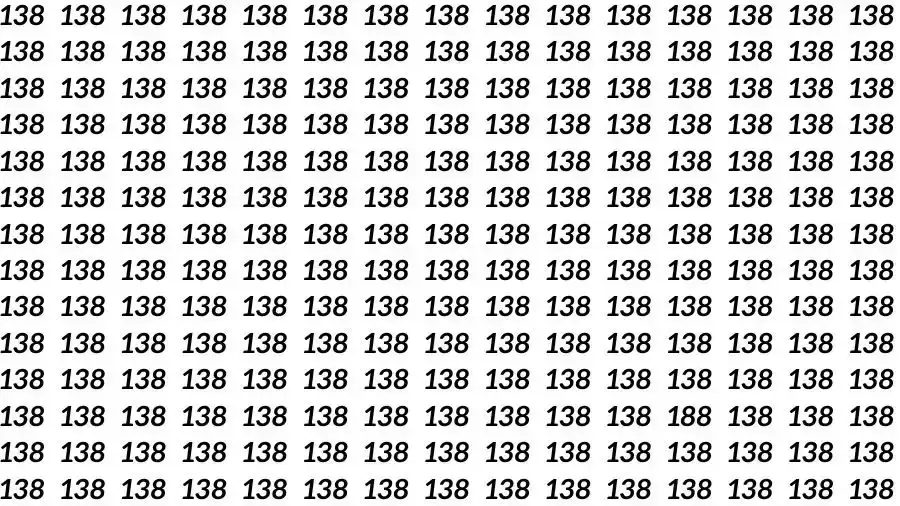 Optical Illusion Brain Test: If you have Hawk Eyes Find the number 188 among 138 in 8 Seconds?