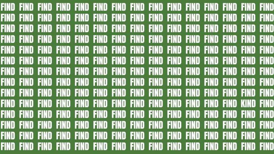 Observation Brain Test: If you have Hawk Eyes Find the Word Kind among Find in 15 Secs