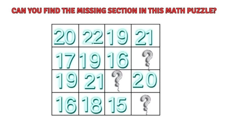 Brain Teaser: Can You Find the Missing Section in this Math Puzzle?