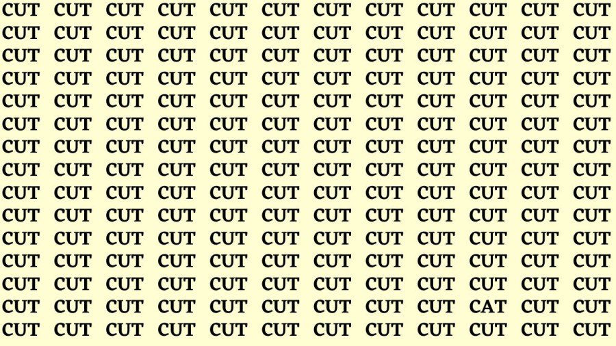 Brain Test: If you have Sharp Eyes Find the Word Cat among Cut in 18 Secs