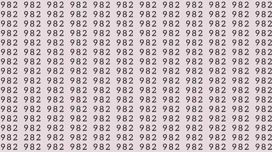 Optical Illusion: If you have hawk eyes find 282 among 982 in 10 Seconds?