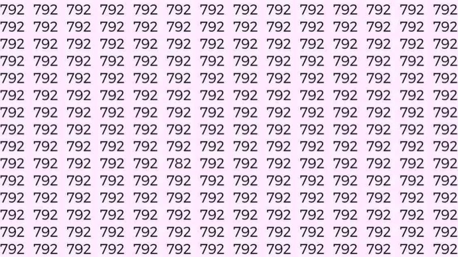 Optical Illusion: If you have hawk eyes find 782 among 792 in 05 Seconds?