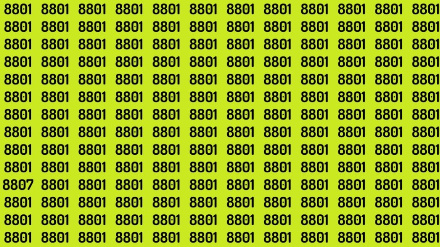 Observation Brain Test: If you have Keen Eyes Find the Number 8807 among 8801 in 15 Secs