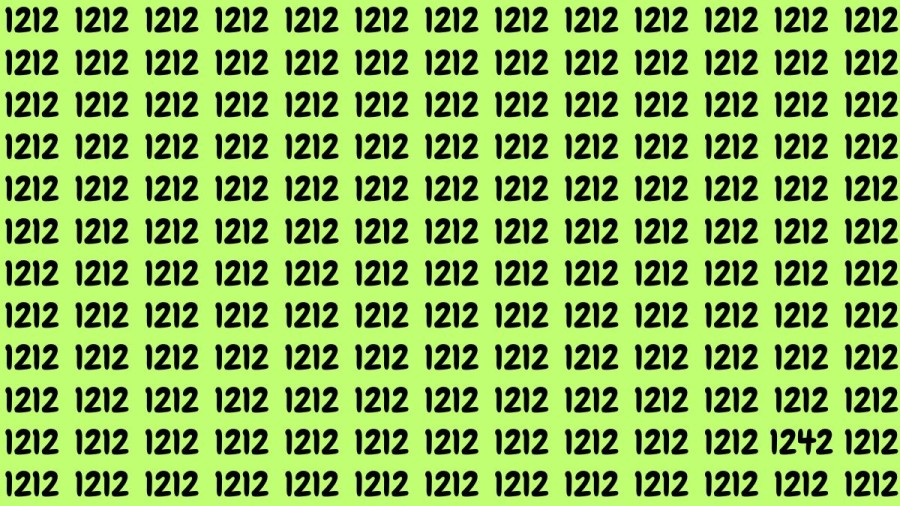 Observation Brain Test: If you have Eagle Eyes Find the Number 1242 among 1212 in 12 Secs