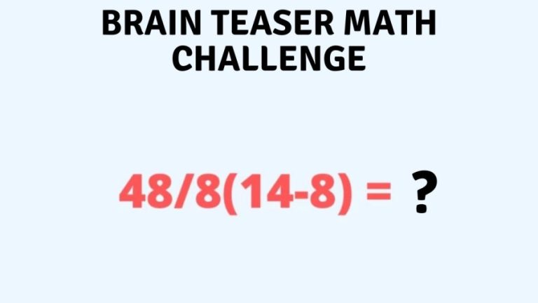Brain Teaser Math Challenge - Solve 48/8(14-8) 1 Minute?