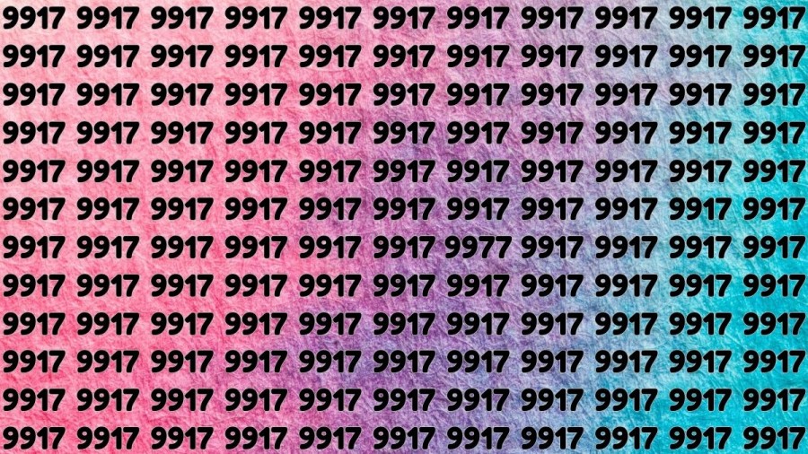 Observation Brain Test: If you have Sharp Eyes Find the number 9977 among 9917 in 20 Secs